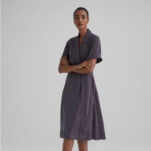 Club Monaco NWT Grey Silky Belted Trench Wrap Midi Dress